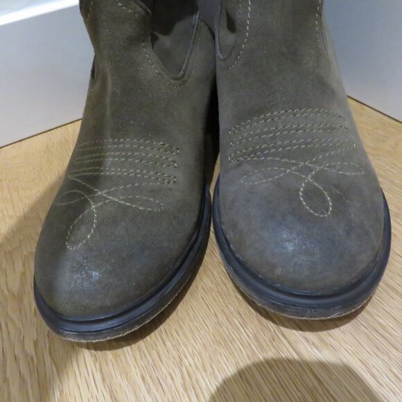 FREE PEOPLE Arya Olive Green Suede Knee High Riding Campus Boots Shoes Western - Picture 9 of 13